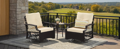 3-Piece Swivel Patio Bistro Set with Cushions & Table