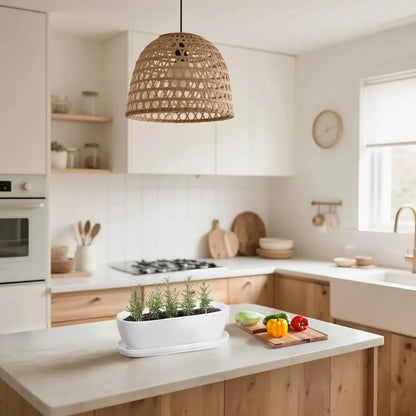 Ceramic Plant Pots Set of 2, 11+14 Inch with Drainage Holes and Saucers