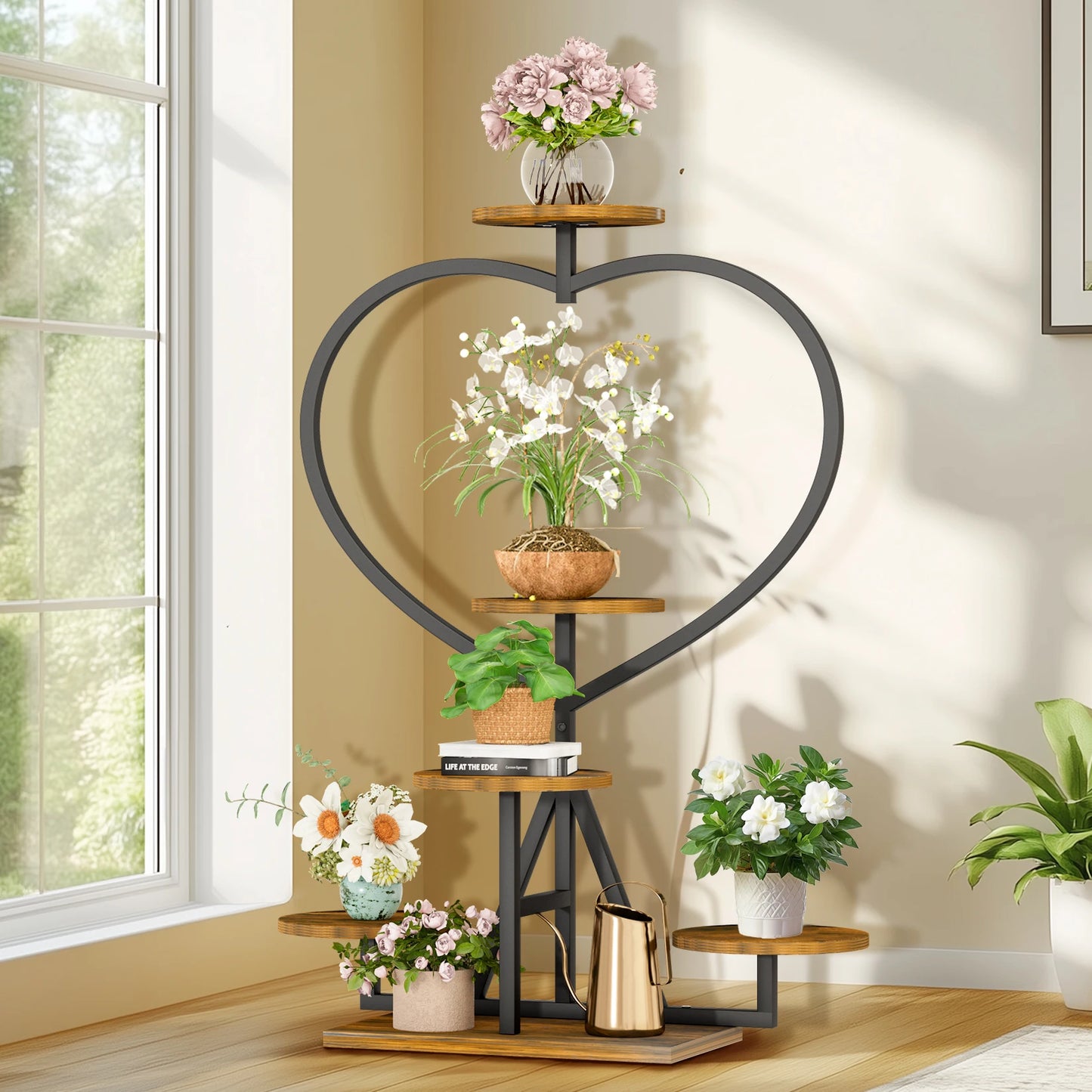 5 Tier Metal Plant Stand Heart-shape Flower Display Rack
