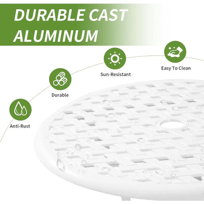 white cast aluminum white bistro set