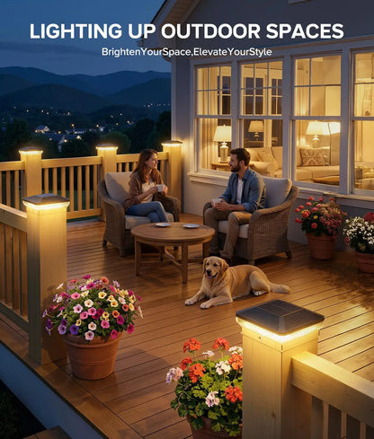 6/12 Pack Solar Post Cap Lights with 3 Modes