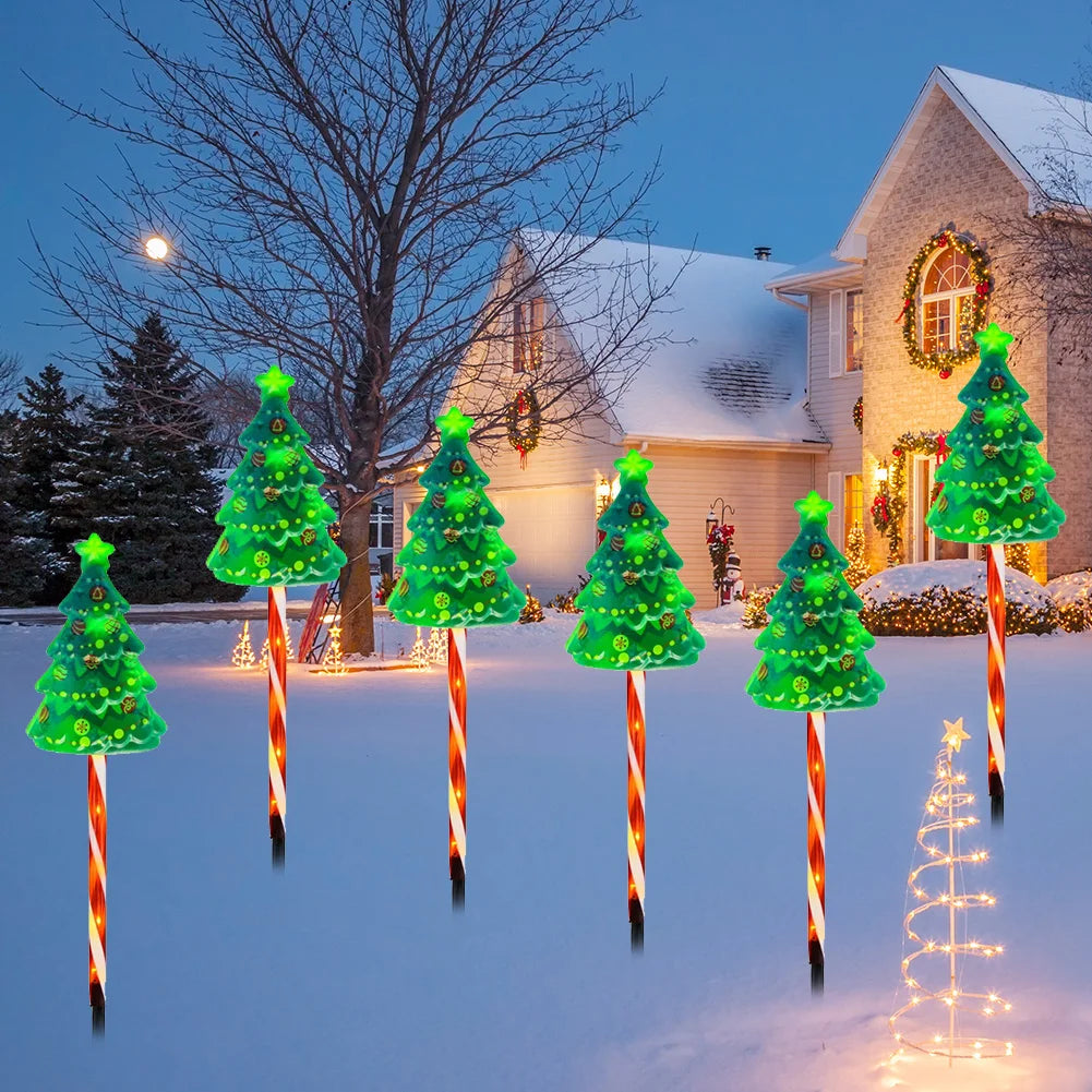 6 Pack LED Solar Powered Xmas Tree Candy Cane Light