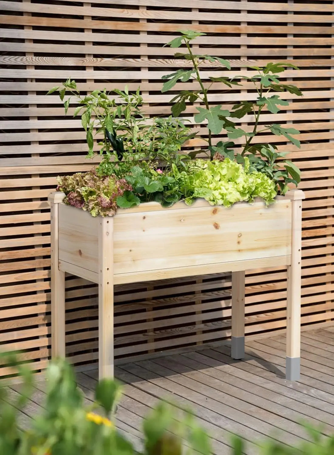 Elevated Wooden Garden Bed with Legs, 48"L x 24"W