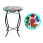 12 Inch Round Butterfly Glass Top Side Table