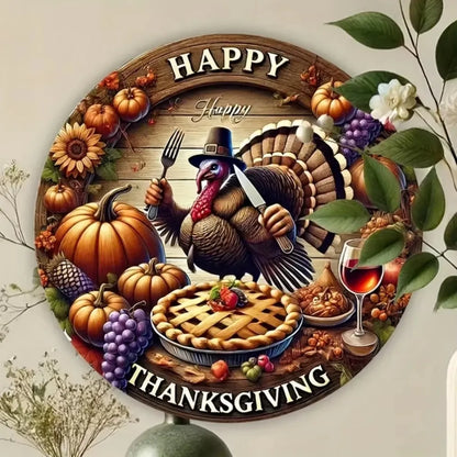 "'Happy Thanksgiving' – 1pc 2D Round Plaque