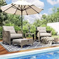 5 Pieces Wicker Outdoor Patio Chairs Set with Coffee Table and Ottomans
