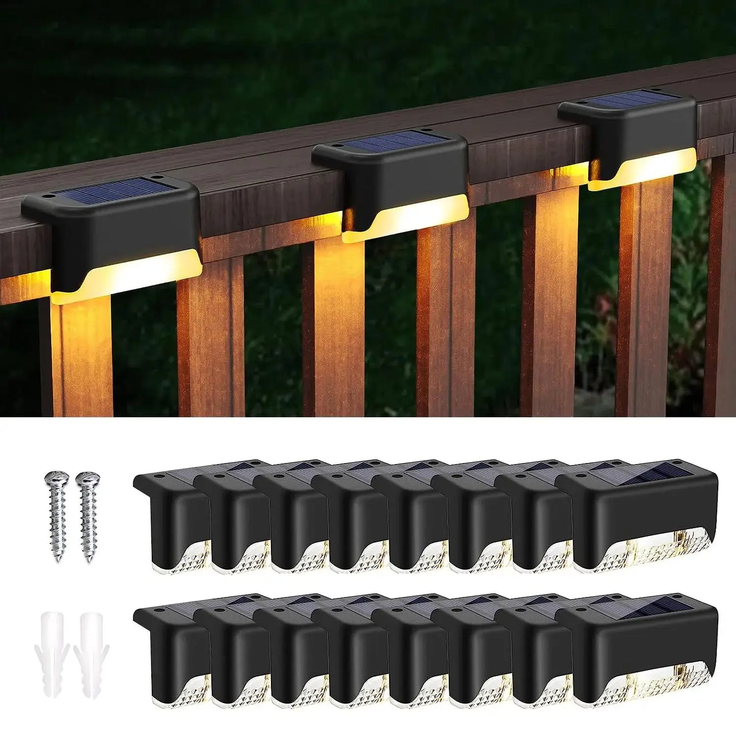 16-Pack Outdoor Solar Deck Lamp For Stairs, Steps, Fences, Yards, Patios And Paths