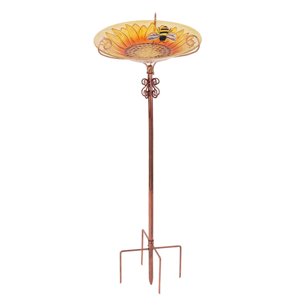 Outdoor Birdbath Birdfeeder with Metal Stake