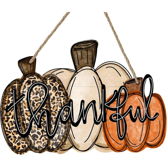 Thankful Sign Fall Pumpkin Front Door Decor