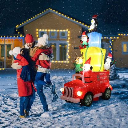 12ft LED Lights Santa Claus Driving With Gifts Inflatable