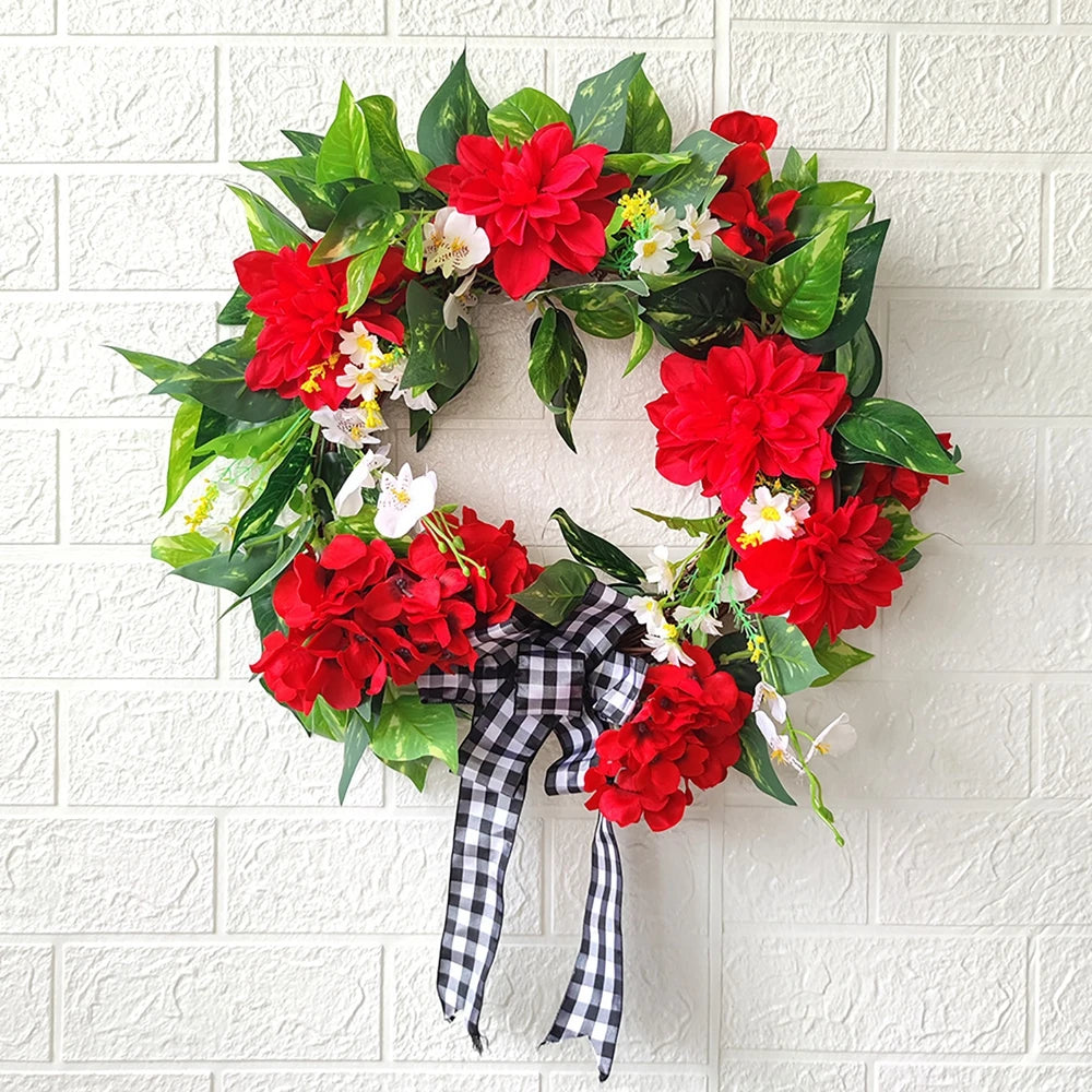 Decorative Red Geranium Flower Wreath