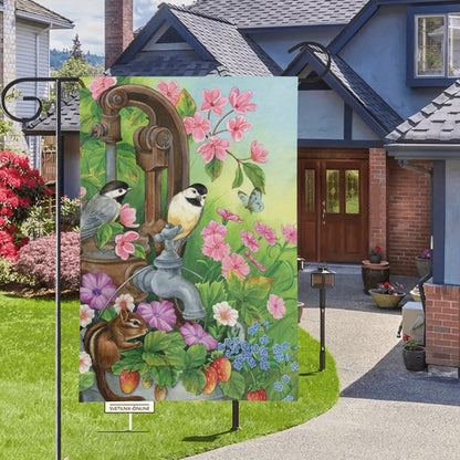 Hummingbird & Flowers Garden Flag