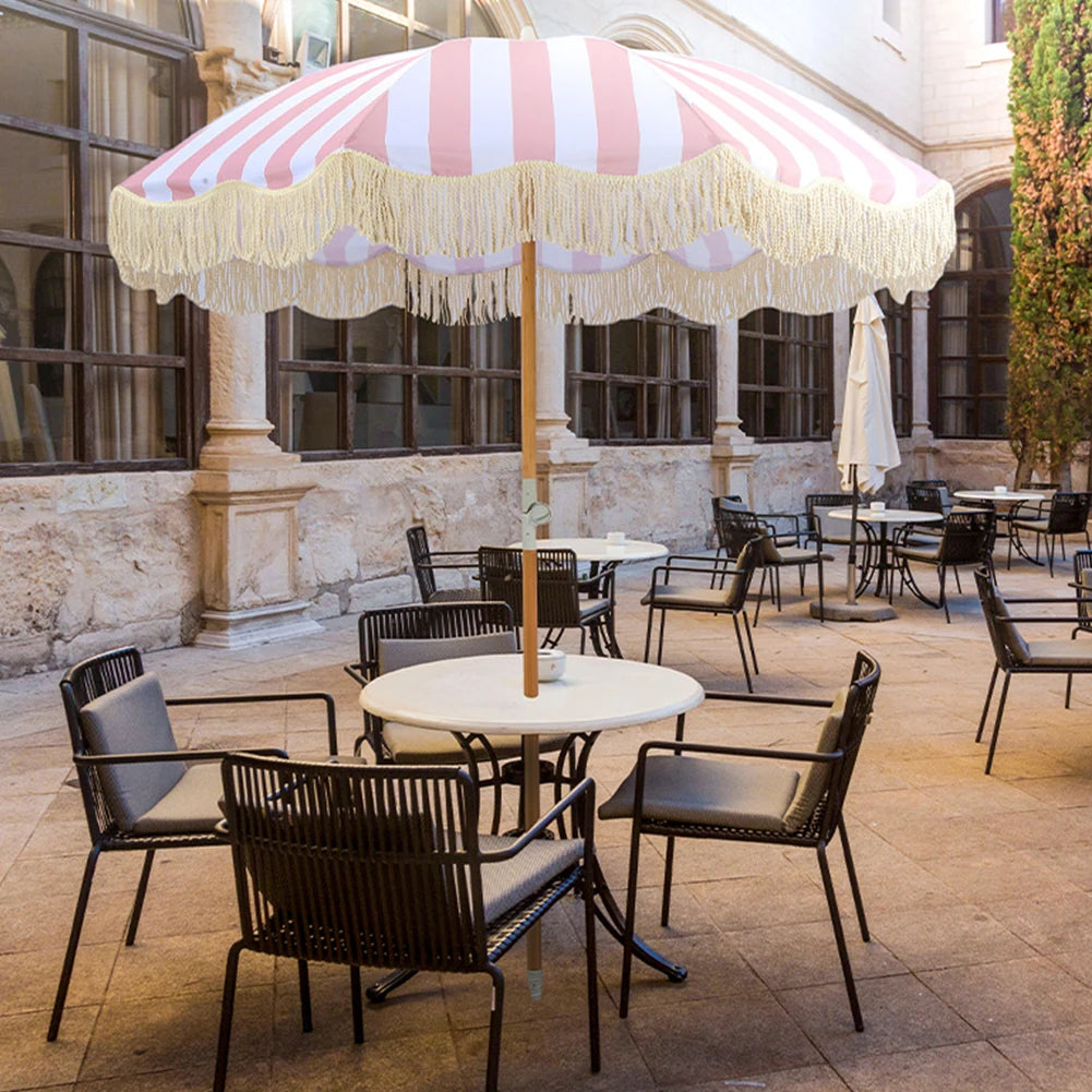 Striped Patio Umbrella with Tilt Pole