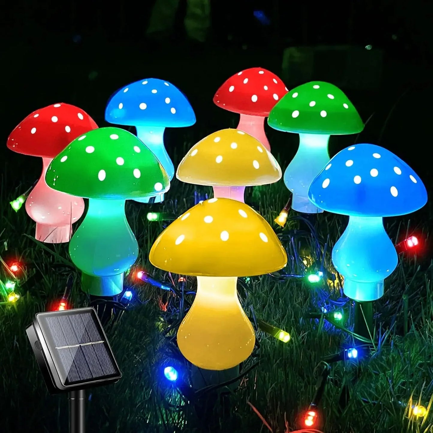 8pcs/set Outdoor Mushroom Solar Garden Lights 50 LED 8 Modes Waterproof