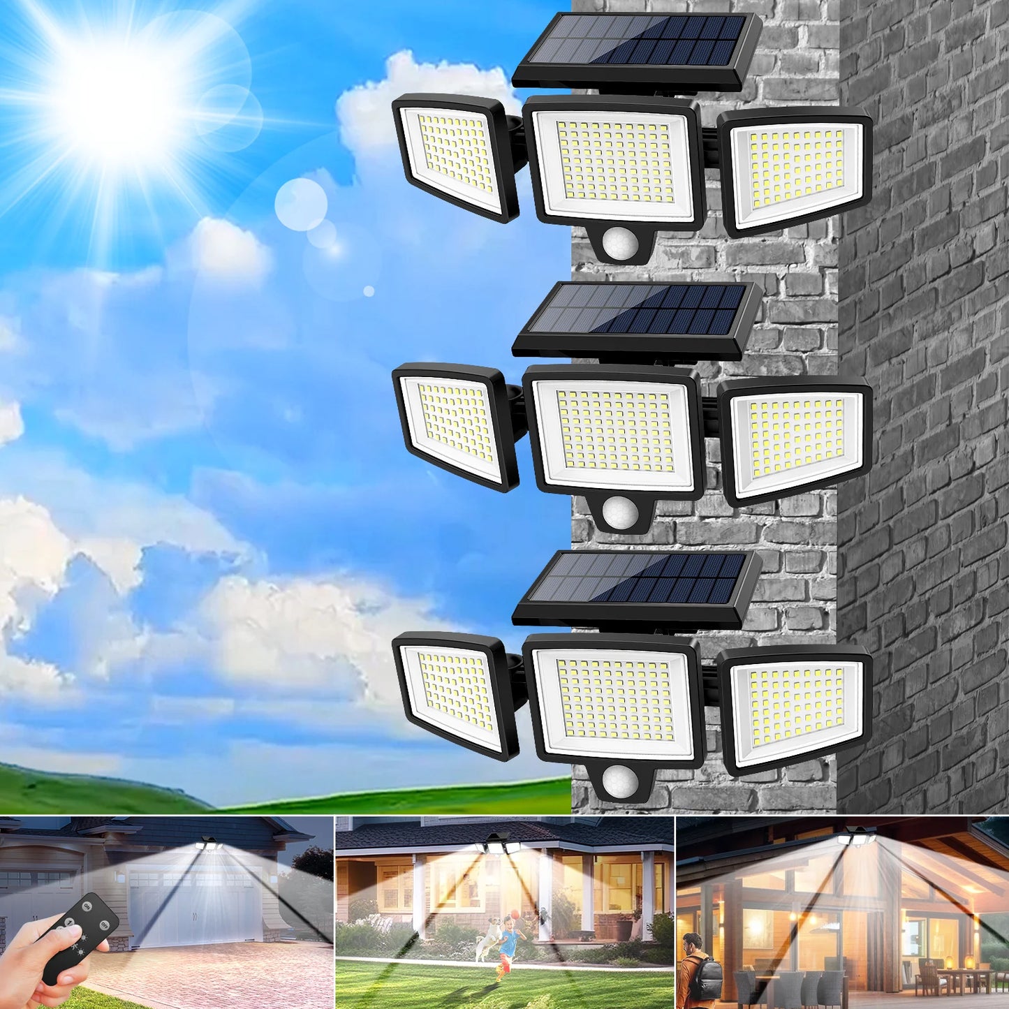 3 Pack Outdoor Solar Motion Sensor Security Lights