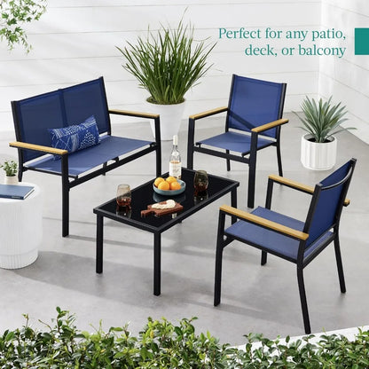 4-Piece Outdoor Textilene Patio Conversation Set