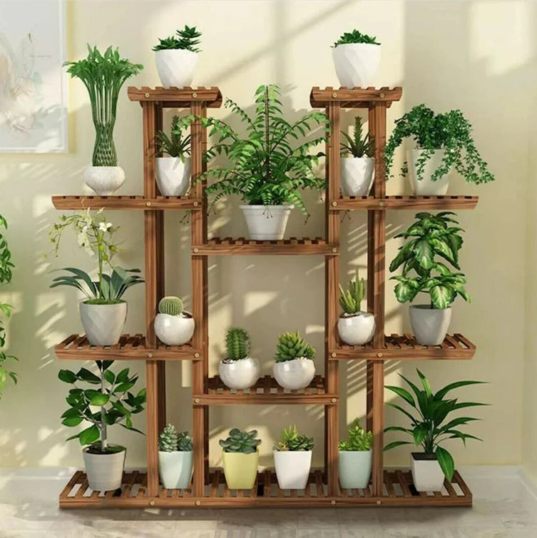 11 Tier Wood Plant Stand