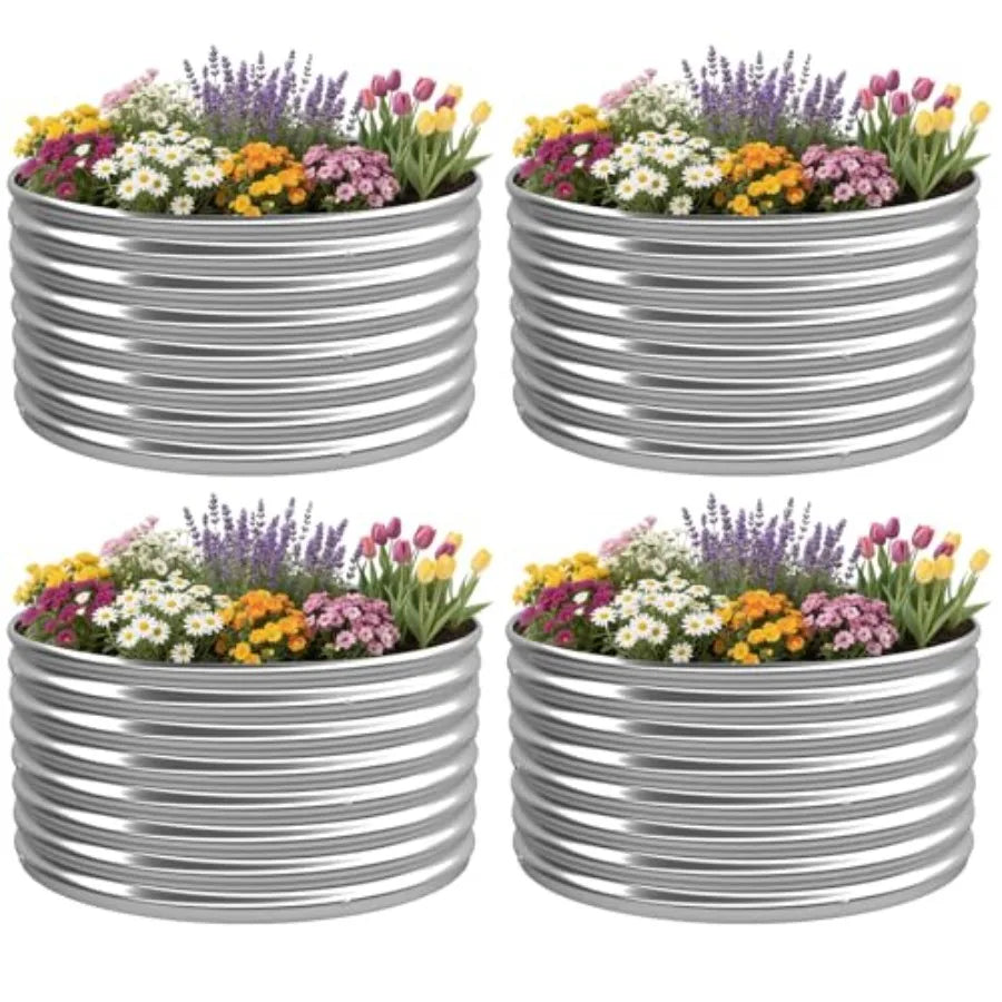 4 Pack 2x2FT Round Raised Beds for Gardening