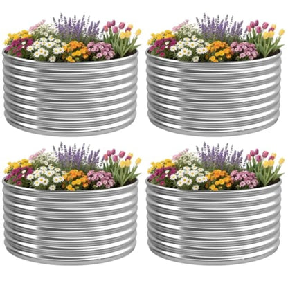 4 Pack 2x2FT Round Raised Beds for Gardening