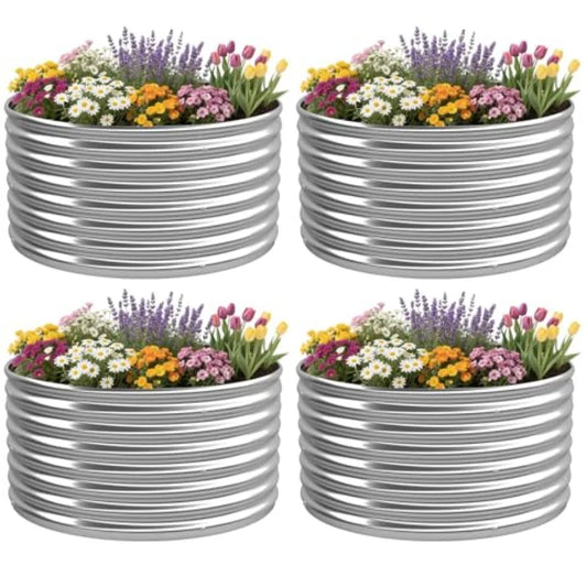 4 Pack 2x2FT Round Raised Beds for Gardening