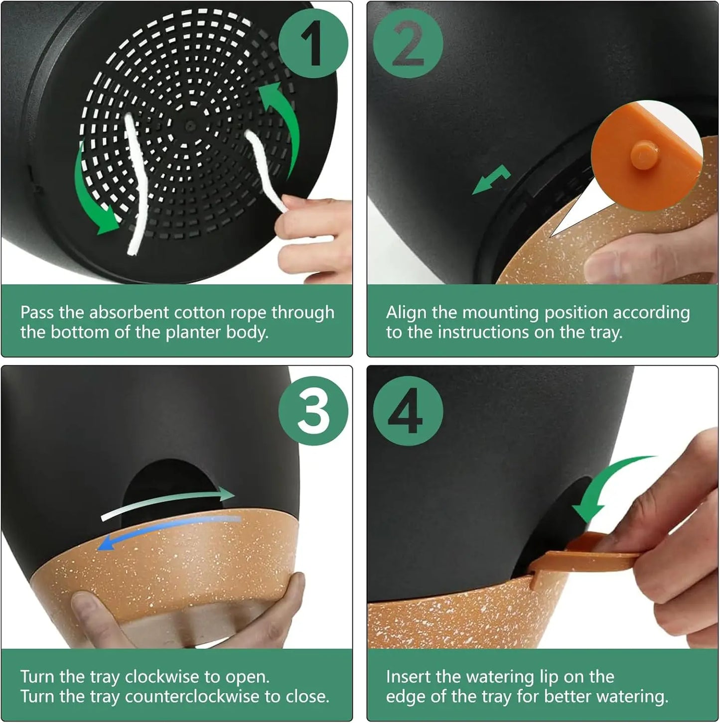 5-Pack Self Watering Plant Pots with Drainage Holes