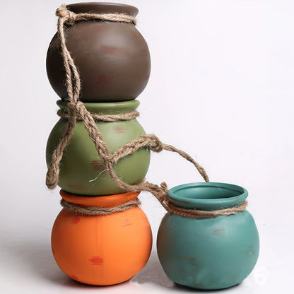 Creative Hanging Flower Pot with Jute Rope for Indoor Outdoor