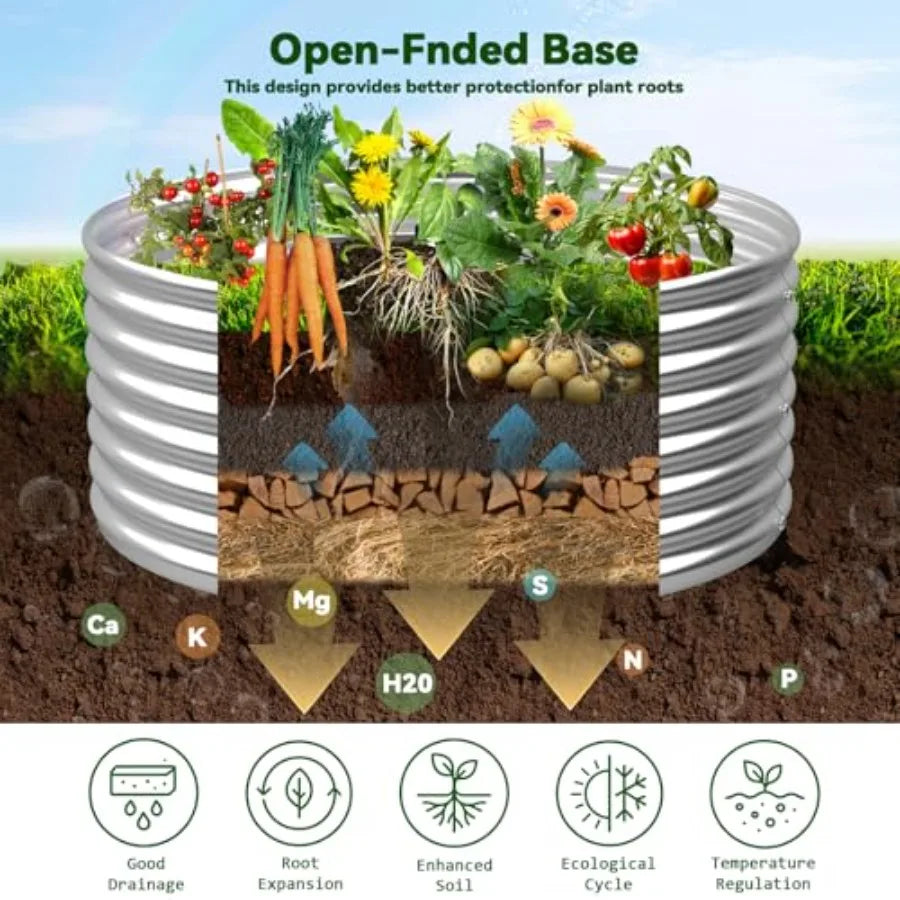4 Pack 2x2FT Round Raised Beds for Gardening