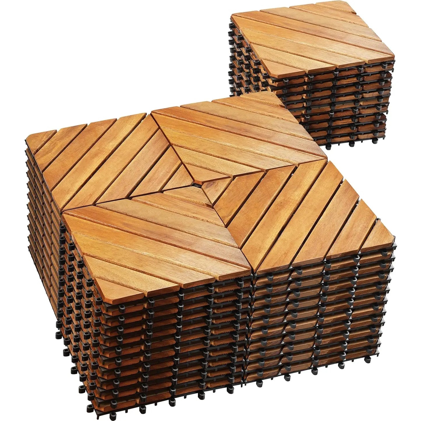 12" x 12" Solid Acacia Wood Interlocking Patio Deck Tiles