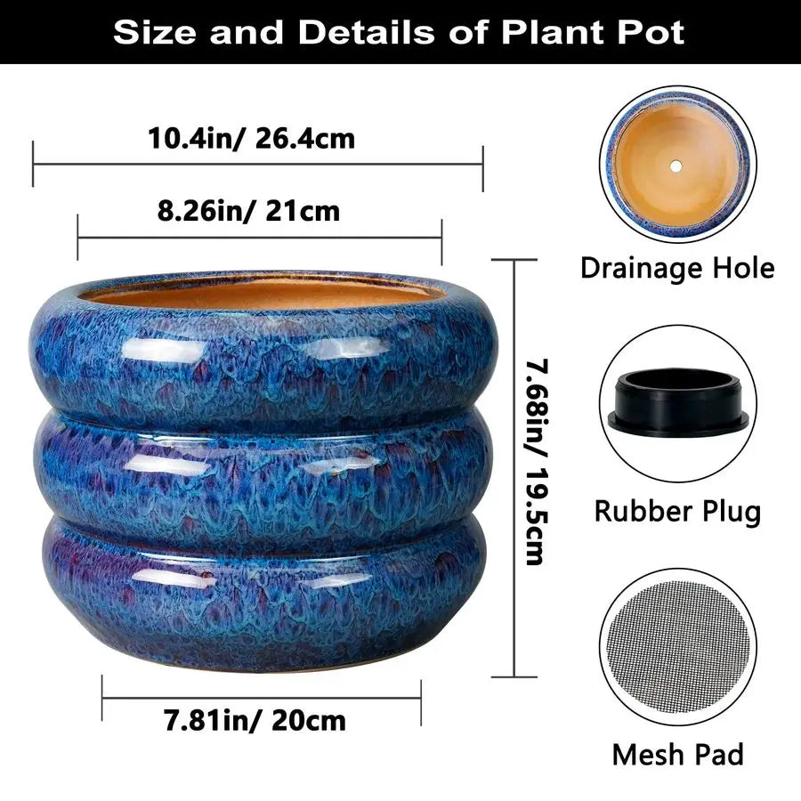 Ceramic 10 Inch Indoor Outdoor Planter with Drainage Hole