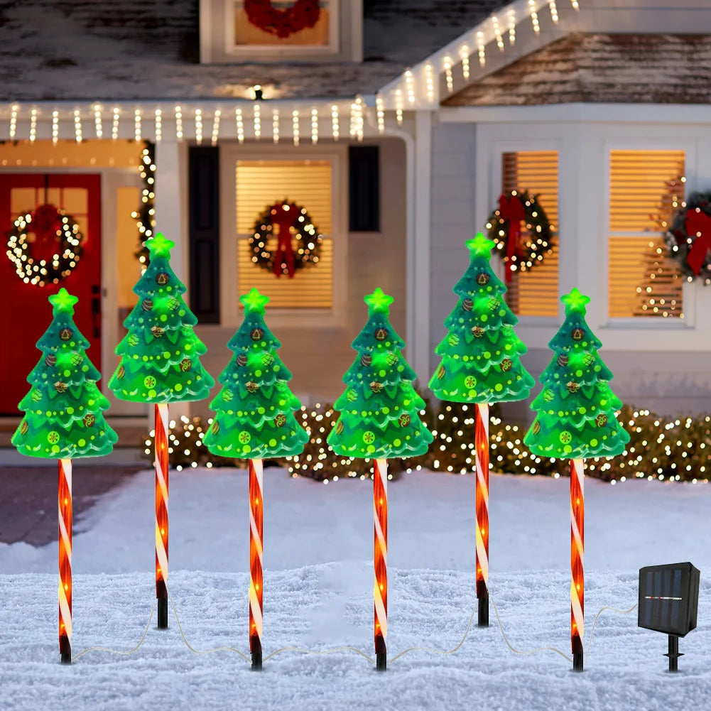 6 Pack LED Solar Powered Xmas Tree Candy Cane Light