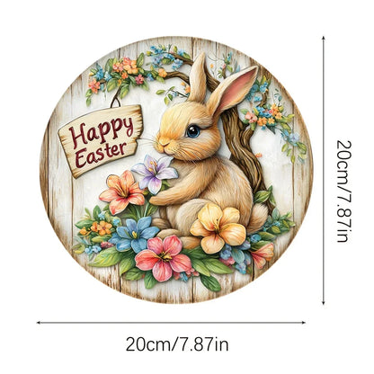 Farmhouse Easter metal sign with Bunny Logo, Lilies & Spring Decor