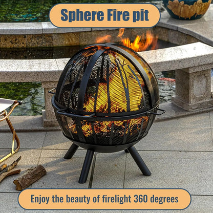 35 Inch Wood Burning Fire Pit with BBQ Grill