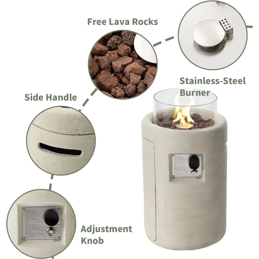 Outdoor Propane Fire Pit Table w/ Glass Wind Guard