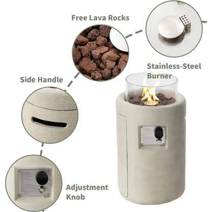 Outdoor Propane Fire Pit Table w/ Glass Wind Guard