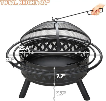 35 Inch Outdoor Wood Burning Fire Pit