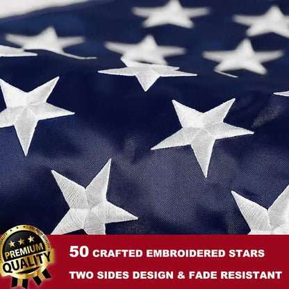 Embroidered American Flag Durable Waterproof Oxford Fabric Brass Grommet For Indoor And Outdoor
