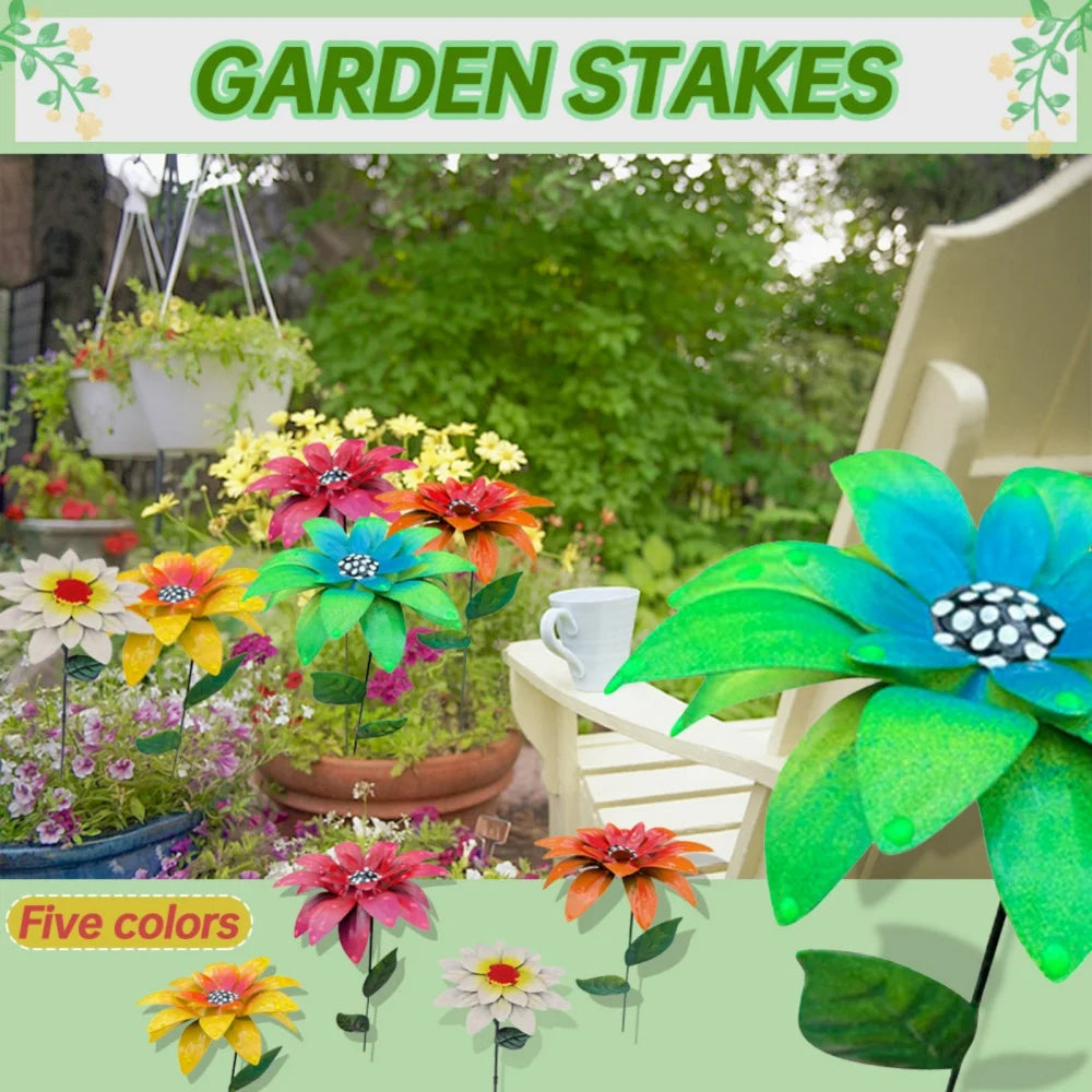 Decorative Metal Daylily Flower Garden Stakes