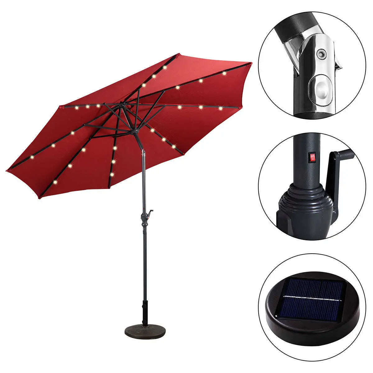 10FT Patio Solar Umbrella with Tilt and Crank