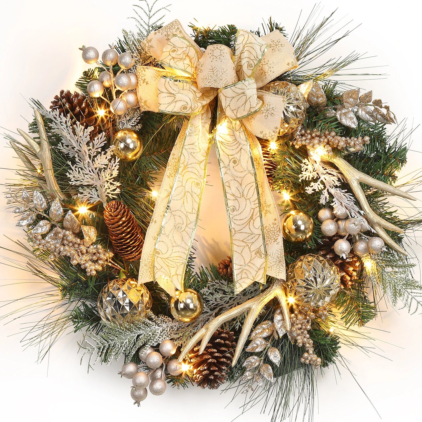 24 Inch Pre-Lit Traditional Wreath