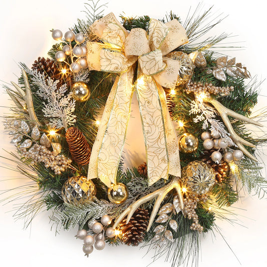 24 Inch Pre-Lit Traditional Wreath