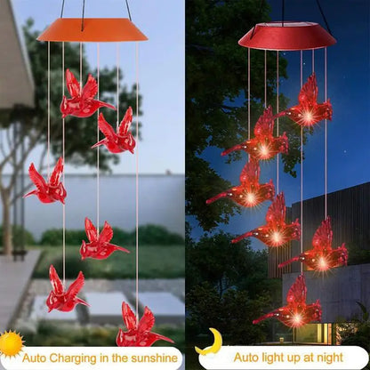 Creative Cardinal Wind Chimes With 6 Solar LED Lights