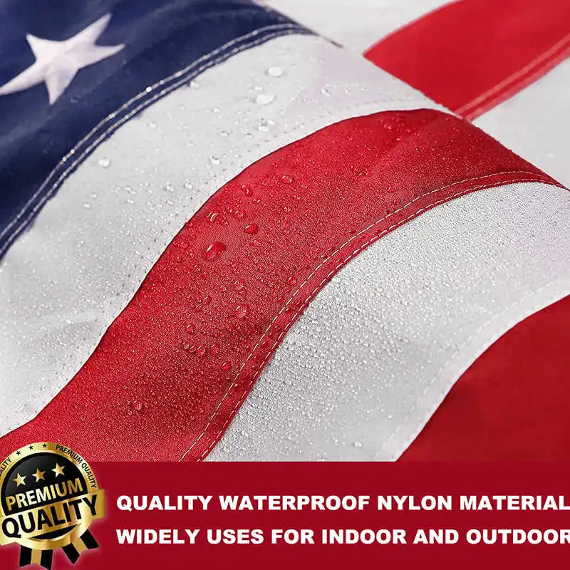 Embroidered American Flag Durable Waterproof Oxford Fabric Brass Grommet For Indoor And Outdoor