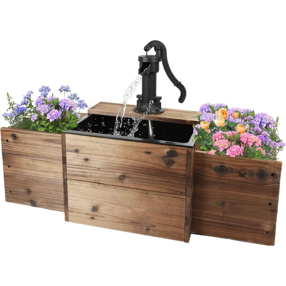 Outdoor Water Fountain with Flower Box