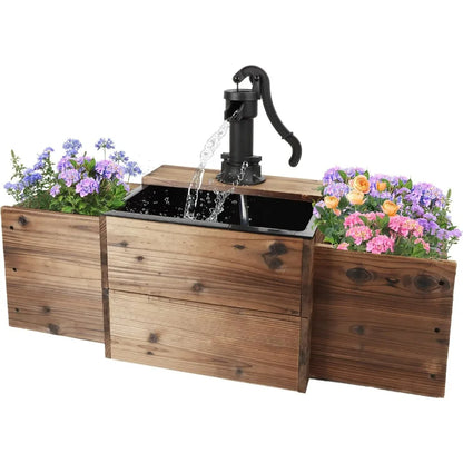 Outdoor Water Fountain with Flower Box