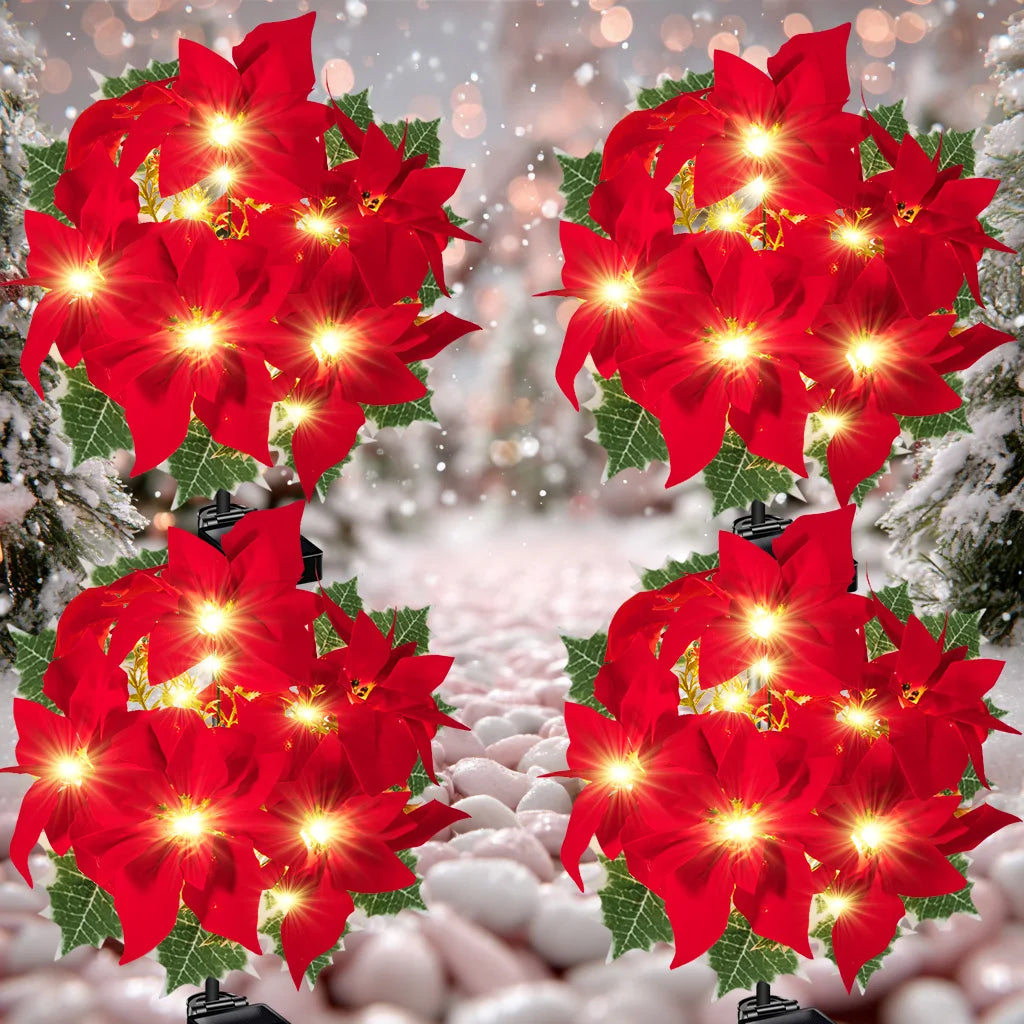 4 pieces of solar Christmas flowers
