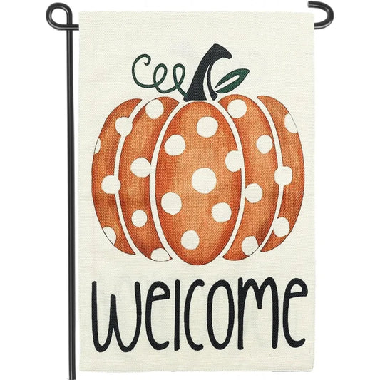 Fall Pumpkin Welcome Garden Flag 12x18 Inch
