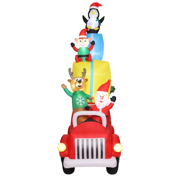 12ft LED Lights Santa Claus Driving With Gifts Inflatable