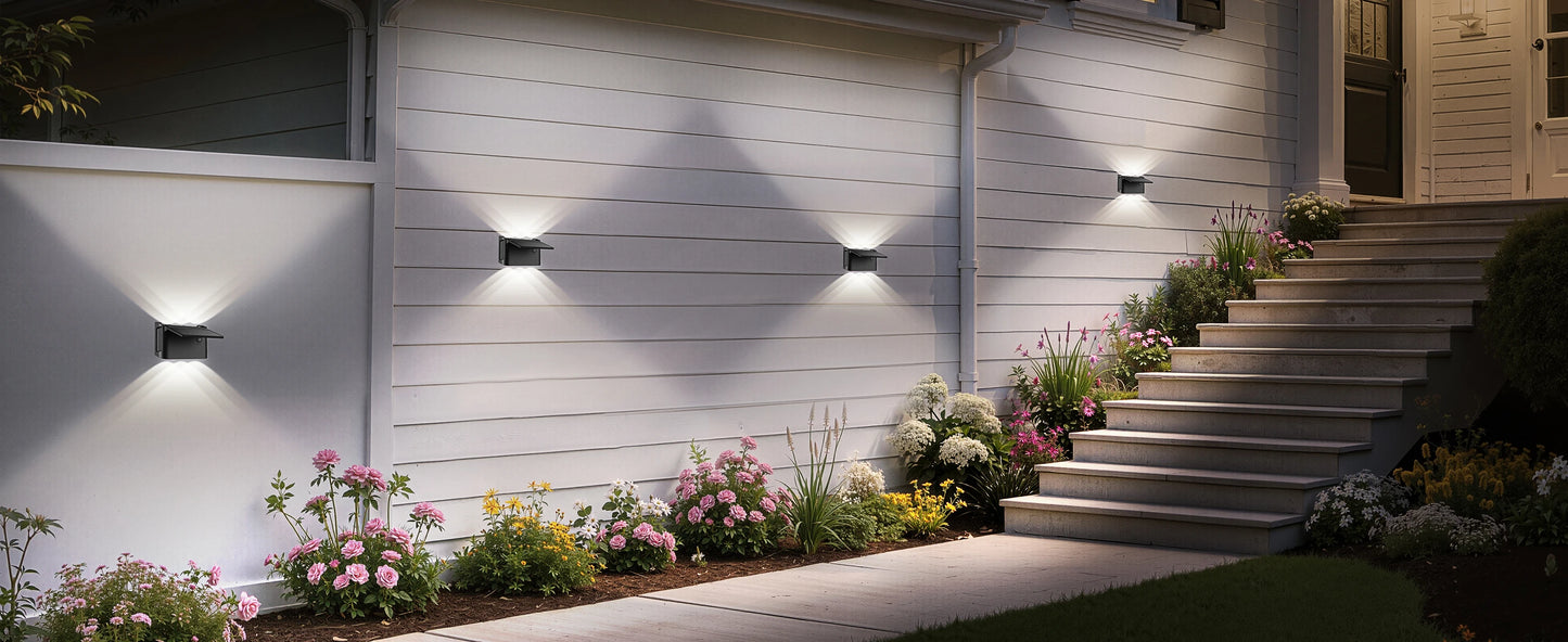 Solar Wall Lights 2 Pack with Remote, 3 Color Modes