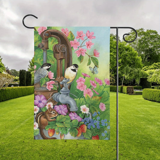 Hummingbird & Flowers Garden Flag
