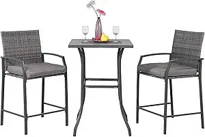 All-Weather Wicker High Top Outdoor Table and Chairs